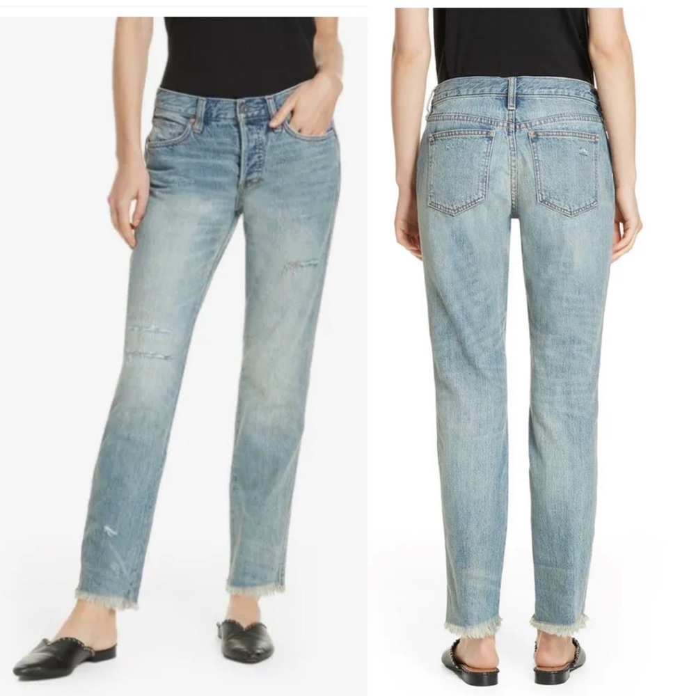 Free People Pioneer Straight Jeans in Washed Denim
